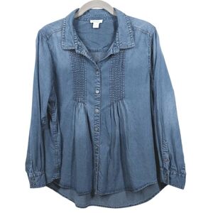 Sundance Chambray Denim Western Shirt Women's Petite Large LP
